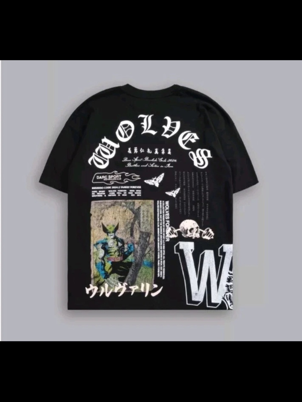 Wolves Graphic Print Black Men’s Tee